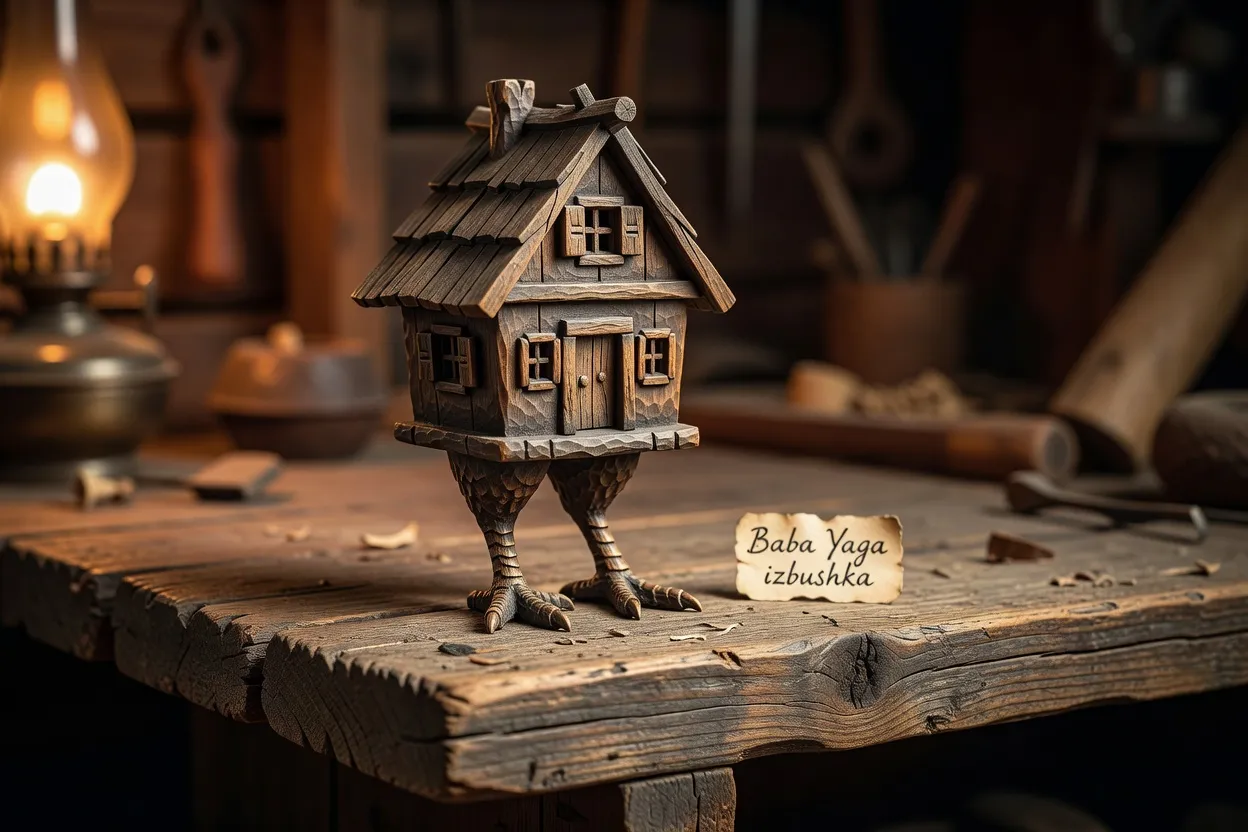 Représentation de la hutte de Baba Yaga sur pattes de poule, l'izbouchka na kourikh nojkakh