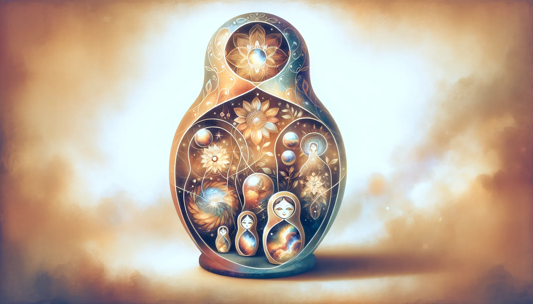 Les couches successives de la matriochka symbolisant les generations et les enveloppes de l'ame