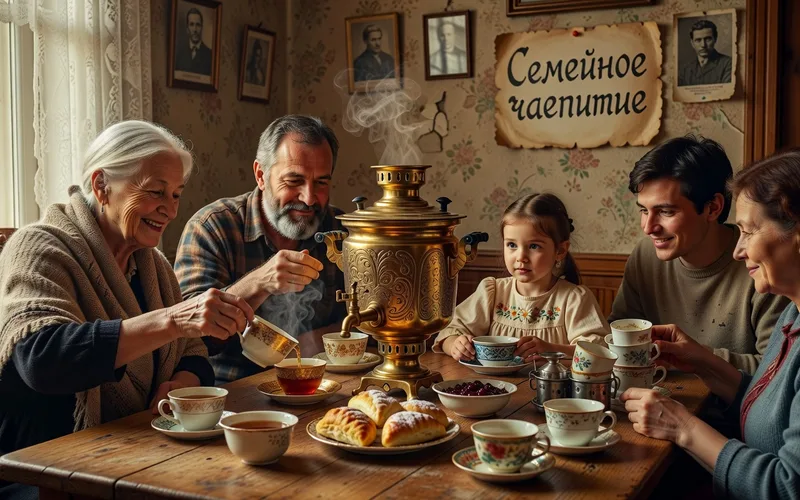 Schema d'un samovar traditionnel montrant le foyer central, le corps a eau et le robinet